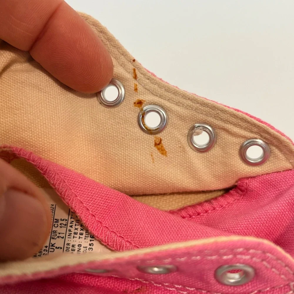 Converse Sneakers Pink High Top Toddler Baby Size 5 Pink‎ Pre-owned No Laces